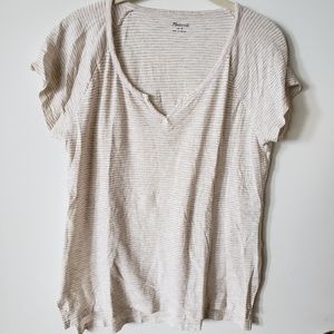 Madewell - Striped Tan and White T-Shirt